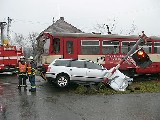 obrázek ke článku: Autonehoda Volkswagenu Passat a osobního vlaku ve Zlíně